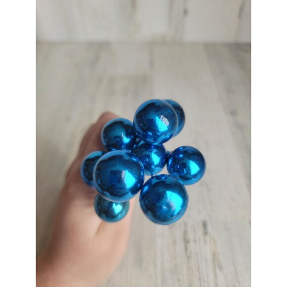 Vintage blue ball branch pick ornament mercury glass Xmas - Picture 11 of 13